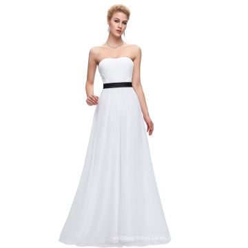 Starzz Strapless fuera del hombro gasa vestido de dama de honor blanco ST000066-1